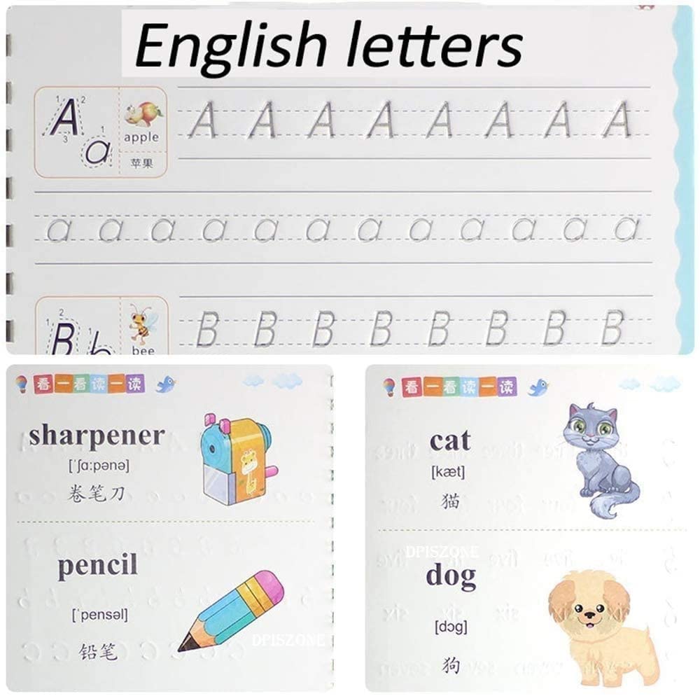 Magic Practice Copybook, (4 BOOK + 10 REFILL+ 1 Pen +1 Grip) Number Tracing Book for Preschoolers with Pen, Magic Calligraphy Copybook Set