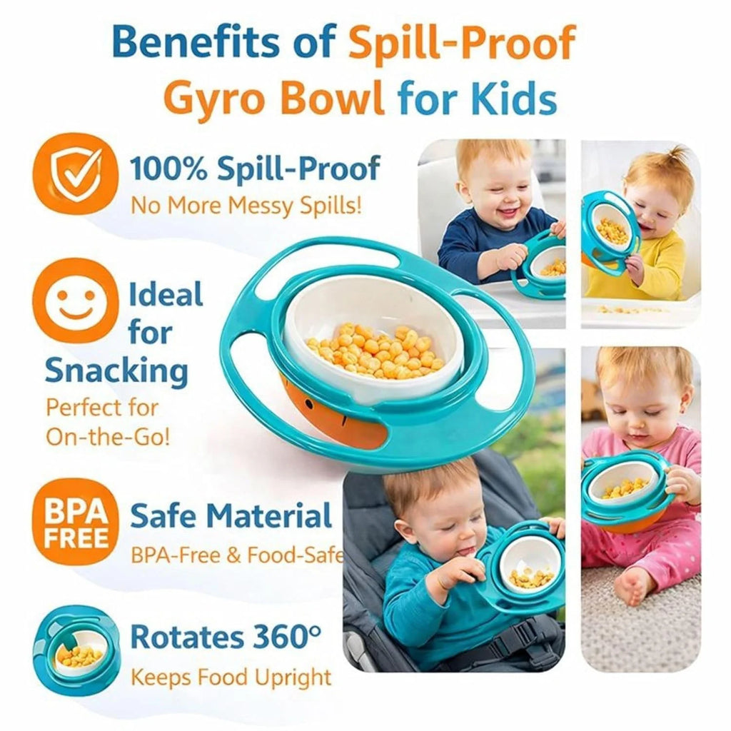 360° Rotating Spill Proof Gyro Bowl for Toddlers