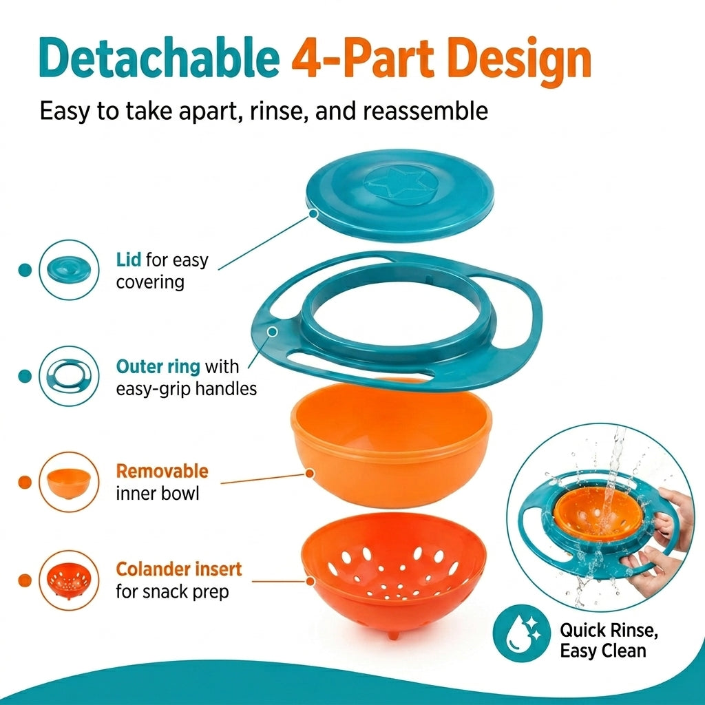 360° Rotating Spill Proof Gyro Bowl for Toddlers
